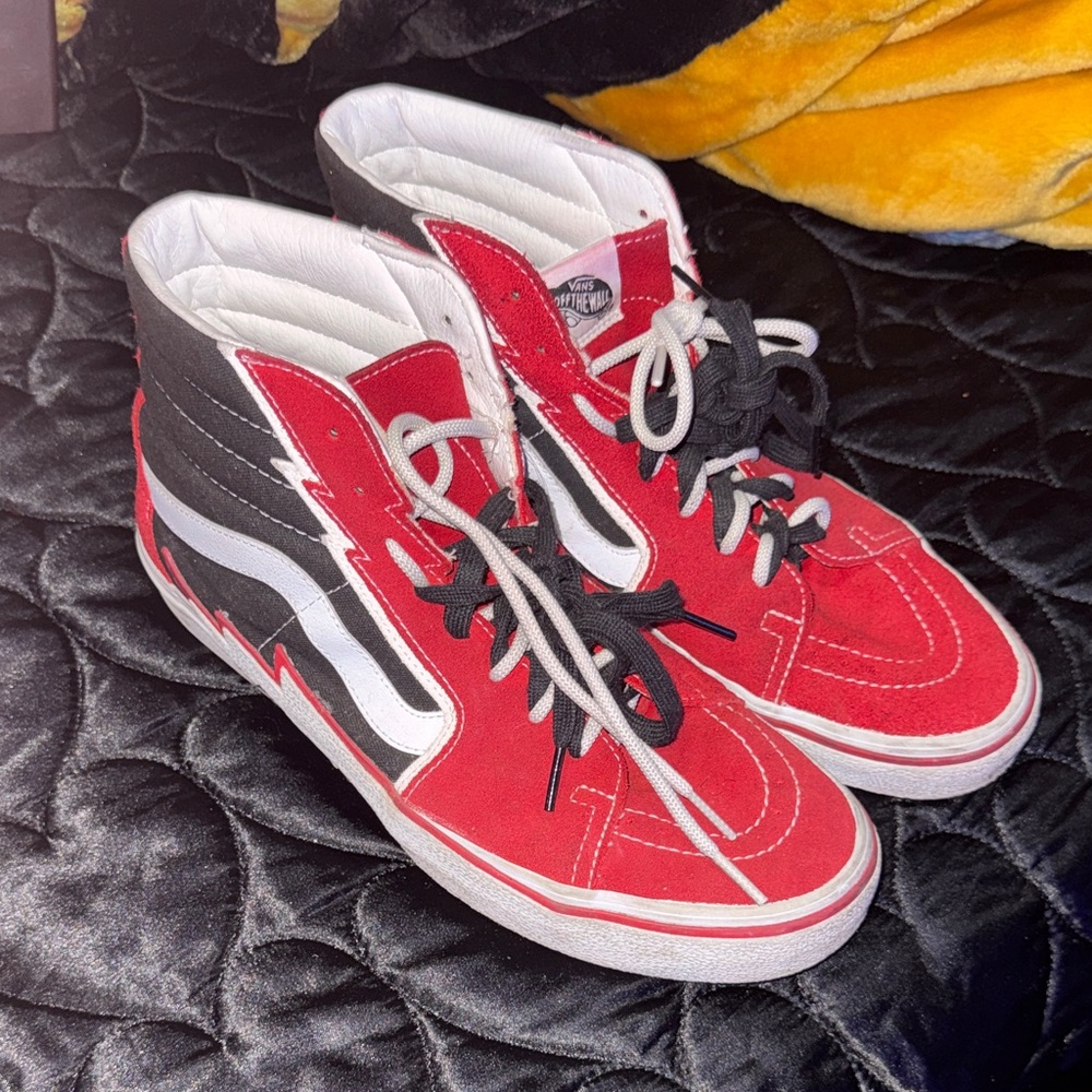Red and Black High-Top Sneakers